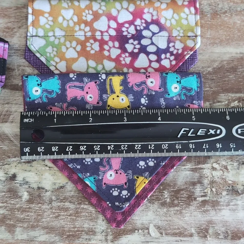 Hand Crafted Dog/Cat Bandanas, Over The Collar Set of 3 Size XS